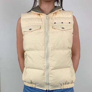 yellow puffer vest